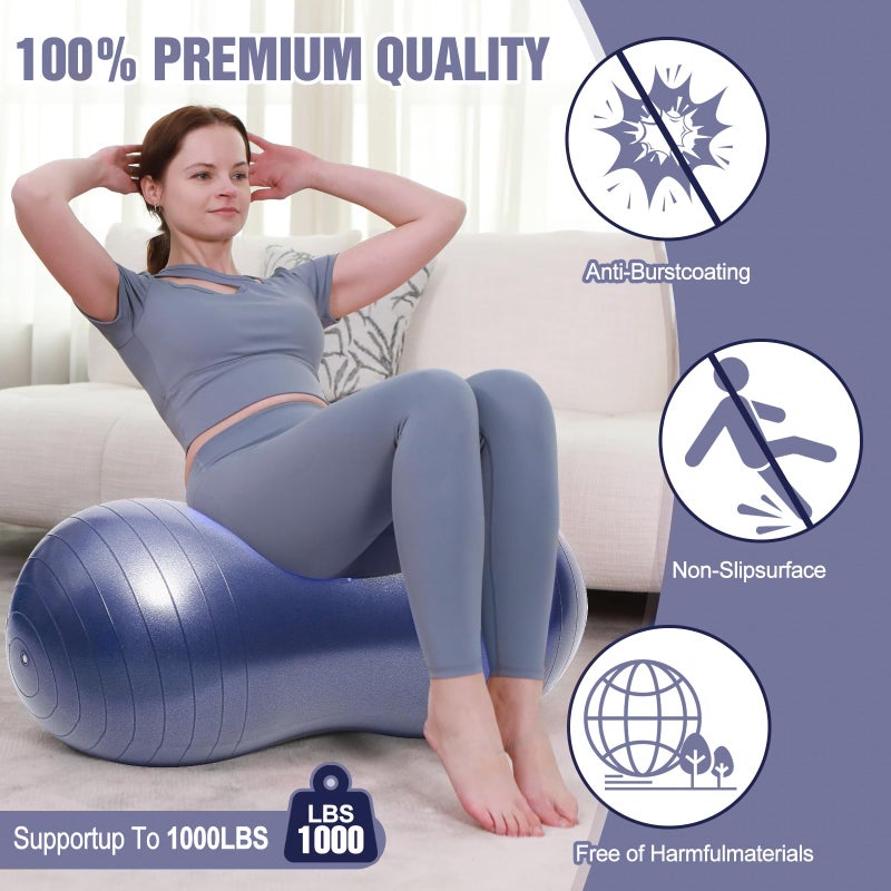 INPANY Peanut Ball - Anti Burst Exercise Ball for Labor Birthing, Physical Therapy for Kids, Core Strength, Home & Gym Fintness (Include Pump) Light Blue - Image 3