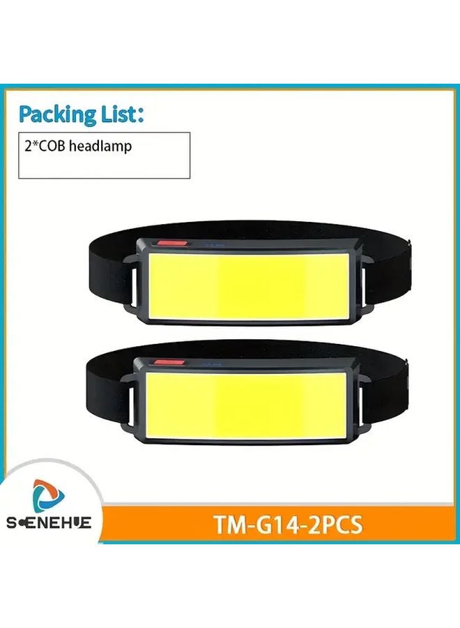 2pcs USB Rechargeable LED Headlamp High Light for Camping Work Emergency - Image 1