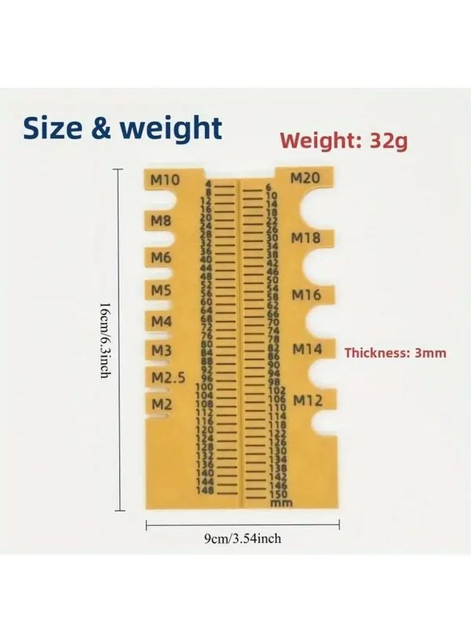 White 3D Printed Screw Measuring Tool Bolt Size Gauge With Scale Durable Plastic - Image 3