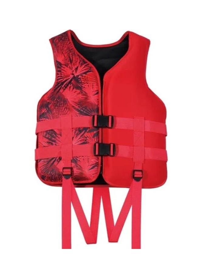 REBENUO Foam Neoprene Super Soft Professional Swimming Life Jacket Swim Vest Size X-Large 75 to 100 KG - Red. - Image 1