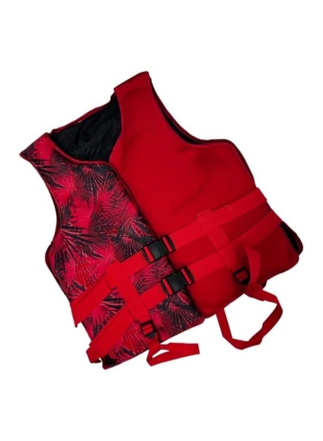 REBENUO Foam Neoprene Super Soft Professional Swimming Life Jacket Swim Vest Size X-Large 75 to 100 KG - Red. - Image 2