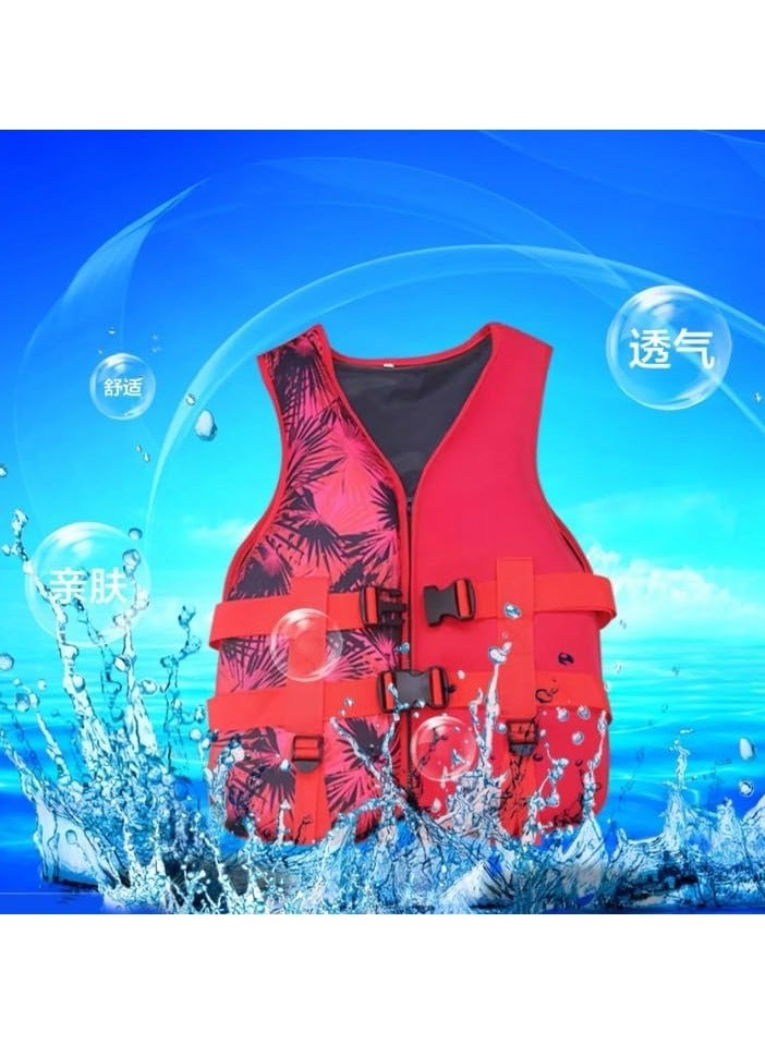 REBENUO Foam Neoprene Super Soft Professional Swimming Life Jacket Swim Vest Size X-Large 75 to 100 KG - Red. - Image 5