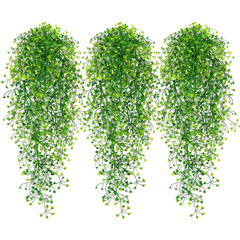 QUOZUO Fake Hanging Plants, 3pcs Faux Hanging Plants Purple, Artificial Plants Ferns Ivy Vine for Wall House Indoor Outdoor Room Home Decor - Image 1