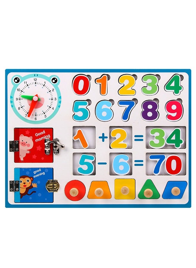BAYBEE Baybee Math Board Learning Educational Toys Wooden Numbers - Shapes Puzzle Children's Early Education Puzzle Unlocking Cognitive Enlightenment Toys Math Learning Educational Toys  - Image 1