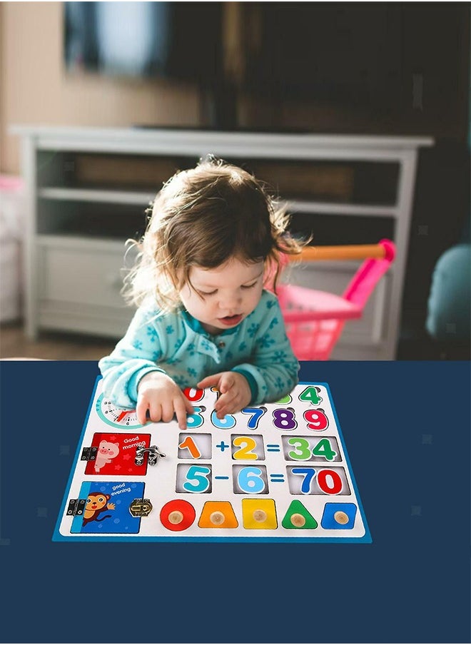 BAYBEE Baybee Math Board Learning Educational Toys Wooden Numbers - Shapes Puzzle Children's Early Education Puzzle Unlocking Cognitive Enlightenment Toys Math Learning Educational Toys  - Image 5