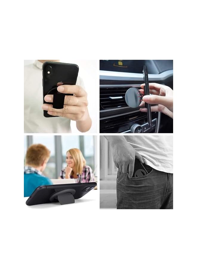 S-TOP Magnetic Phone Ring Holder, Ultra-Thin 3mm Anti-Slip Finger Grip Stand, Adjustable Friction Hinge with Rotating Kickstand for Most Smartphones and Tablets, Compatible with Magnetic Car Mounts - Image 4