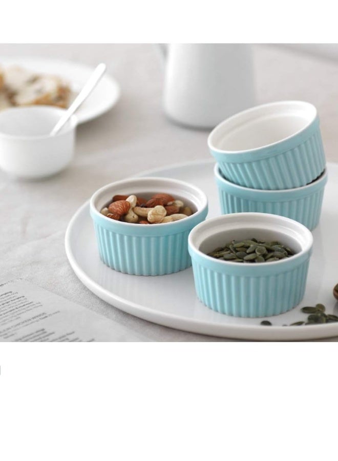 كريم برولي راميكن وأطباق سوفلي، صحن خزفي، طبق صلصة. كؤوس البودينغ، مجموعة من 6. - Image 3