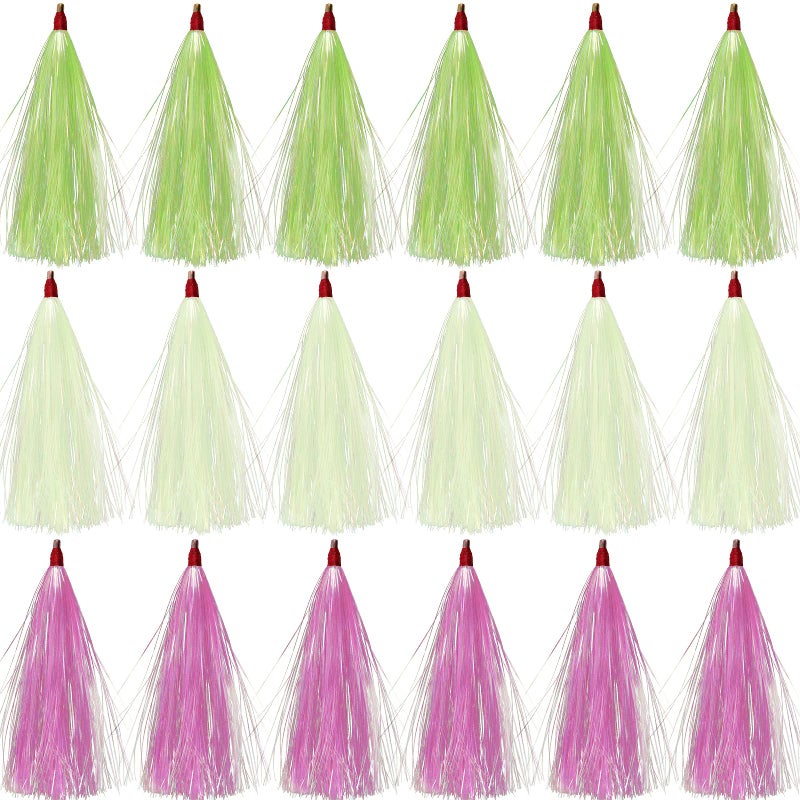 Bucktail Teasers Mylar Flash Teaser Tail Bucktail Teaser Fluke Rigs Flounder Fishing Lures Bait Rigs Kit 18pcs