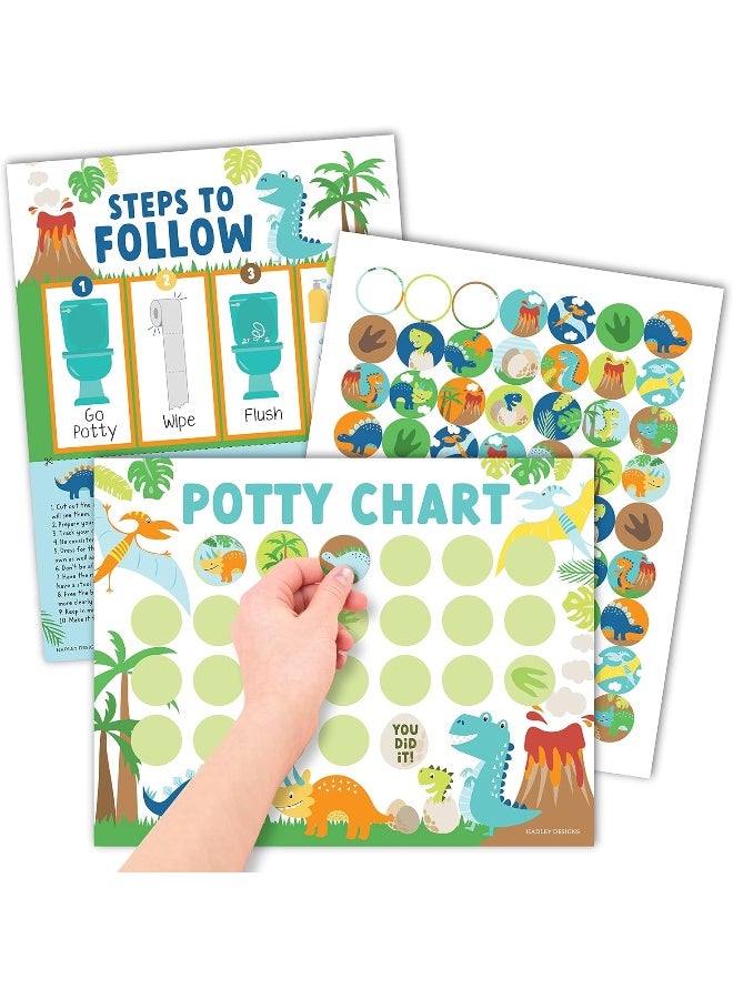 Hadley Designs Dinosaur Potty Training Chart for Toddlers Boys - Image 1
