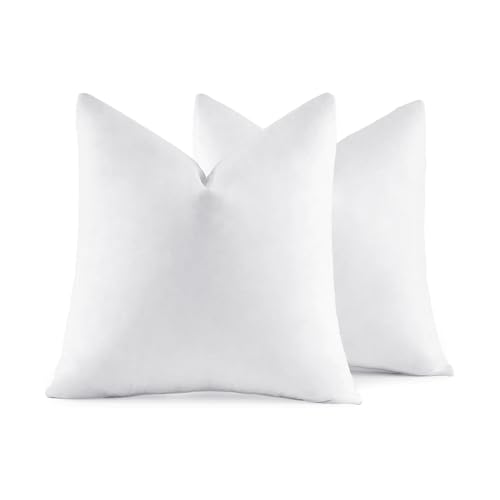MIULEE 18x18 Pillow Inserts,Set of 2 Down Feather Throw Pillows for Couch Sofa Bed, Decorative Fluffy Throw Pillow Inserts Cotton Fabric,White - Image 1