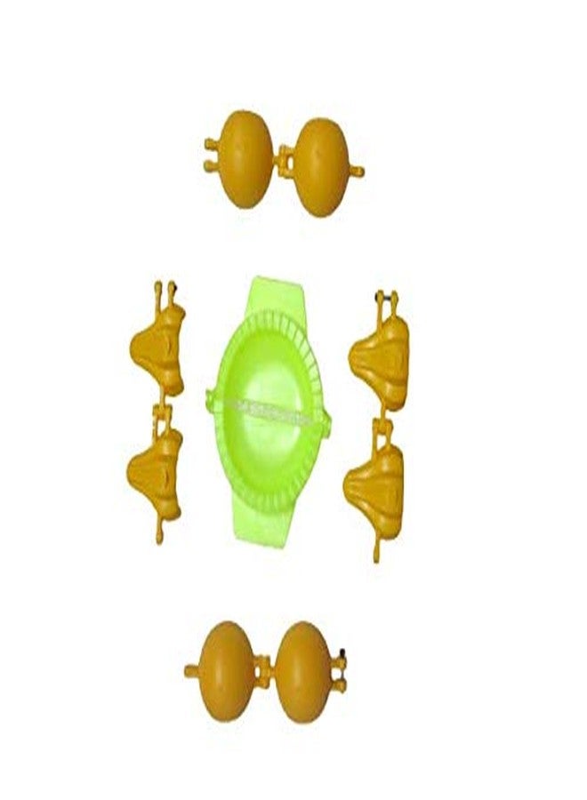 DiBha Plastic Modak, Gujiyaand Ladoo Maker Mould/Mold/Sancha for Festivals (Multicolor, Set of 5, (1 Gujiya, 2 Ladoo and 2 Modak Sancha)) - Image 1