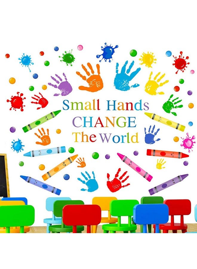 Sondeng Colorful Inspirational Quotes Wall Decals Watercolor Paint Splatter Wall Decals Motivational Saying Wall Stickers Handprint Crayon Wall Stickers for Kids Classroom Nursery Playroom Daycare Decor - Image 1