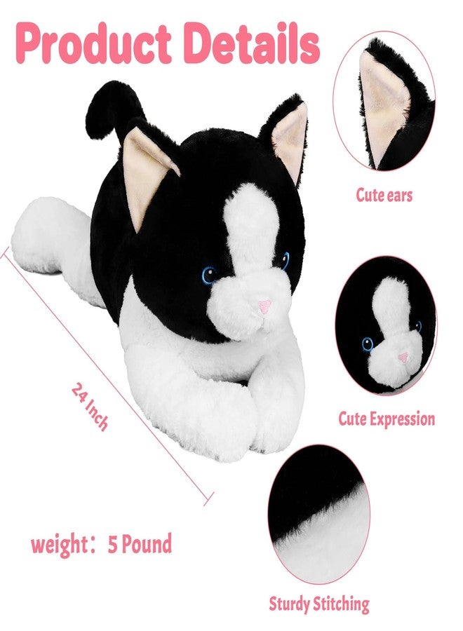 JellyMallow 5lbs Weighted Cat Stuffed Animals 24in, Black Cat Weighted Stuffed Animal Plushies Pillow Giant Plushies Gifts for Adults, Kids, Boys and Girls - Image 4