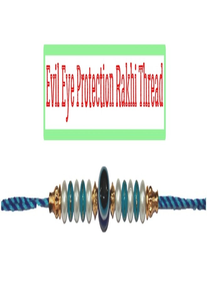 IS4A Handmade Rakhi Set of 2, Rudhaksha Rakhi and Evil Eye Rakhi, Rope Bracelet with Rudraksh Bead, Rakhi Gifts for Brother, Sister, Bhaiya, Bhabhi for Indian Rakhi Raksha Bandhan Festival (Red + Blue) - Image 3