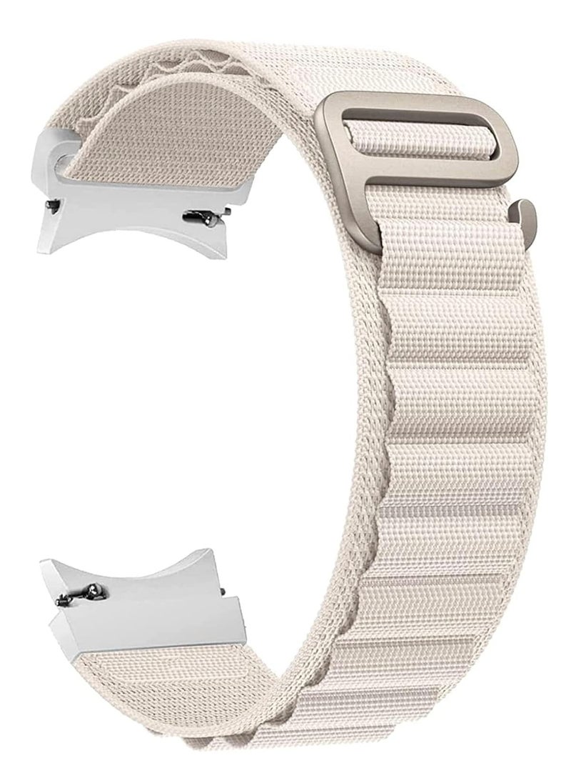 Generic Tentech Nylon Watch Band For Samsung Galaxy Watch 6 / 5 / 4 Bands 40mm 44mm/Watch 5 Pro Band 45mm/Watch 4 / 6 Classic Bands 42mm 43mm 46mm 47mm, Alpine Loop Woven Sport Strap - white  - Image 1