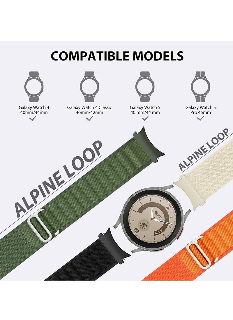 Generic Tentech Nylon Watch Band For Samsung Galaxy Watch 6 / 5 / 4 Bands 40mm 44mm/Watch 5 Pro Band 45mm/Watch 4 / 6 Classic Bands 42mm 43mm 46mm 47mm, Alpine Loop Woven Sport Strap - white  - Image 2