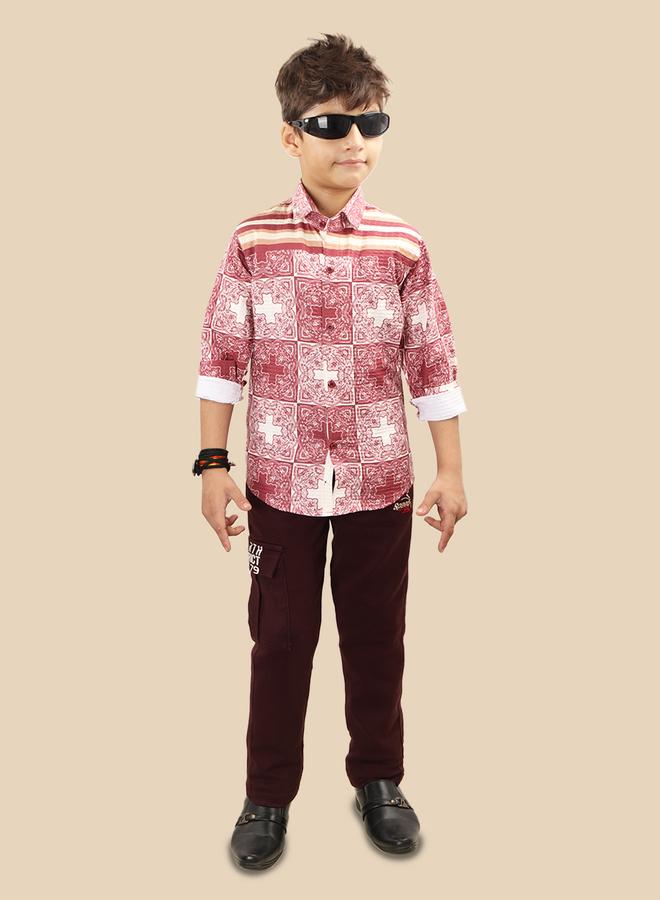 Ts Trends Printed Buttoned Shirt and Pant Set - Image 1