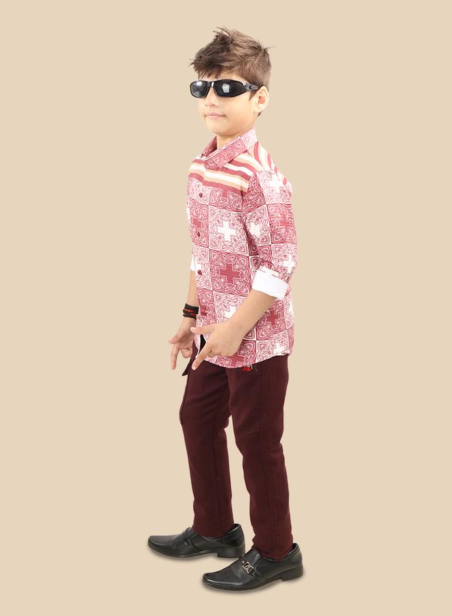 Ts Trends Printed Buttoned Shirt and Pant Set - Image 3