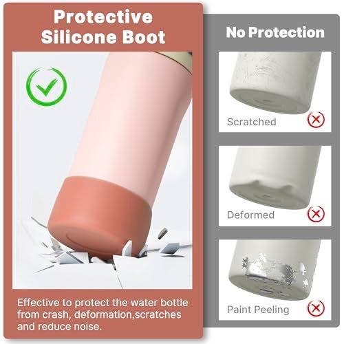 Diumepo Silicone Boot for Owala 16oz Water Bottle, Anti-Slip Protective Sleeve Bottom Bumper Protector for Owala Kids and FreeSip 16 oz Water Bottle, BPA Free （Adzuki Red） - Image 3