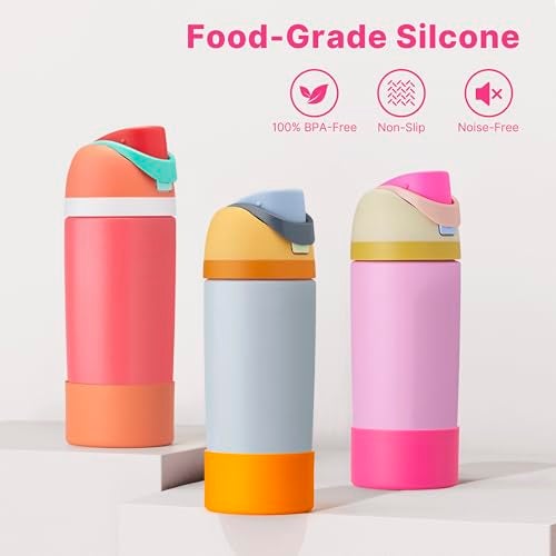 Diumepo Silicone Boot for Owala 16oz Water Bottle, Anti-Slip Protective Sleeve Bottom Bumper Protector for Owala Kids and FreeSip 16 oz Water Bottle, BPA Free （Adzuki Red） - Image 4