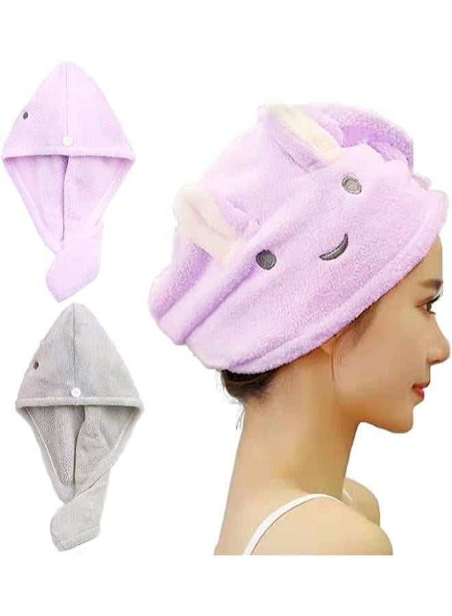 Hair Drying Turban, Quick Dry Microfiber Hair Towel for Wet & Curly Hair, Fun Design