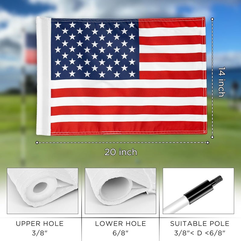 KINGTOP USA Golf Flag 20x14 Inch - Tube Inserted, Dual-layer 420D Nylon, Double Sided Printing - Standard Putting Green Flags for Backyard Practice, Golf Courses, Country Club, 1-Pack - Image 3