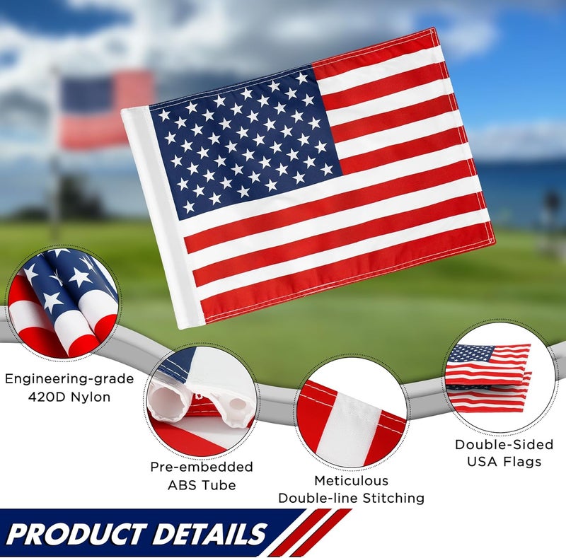 KINGTOP USA Golf Flag 20x14 Inch - Tube Inserted, Dual-layer 420D Nylon, Double Sided Printing - Standard Putting Green Flags for Backyard Practice, Golf Courses, Country Club, 1-Pack - Image 2