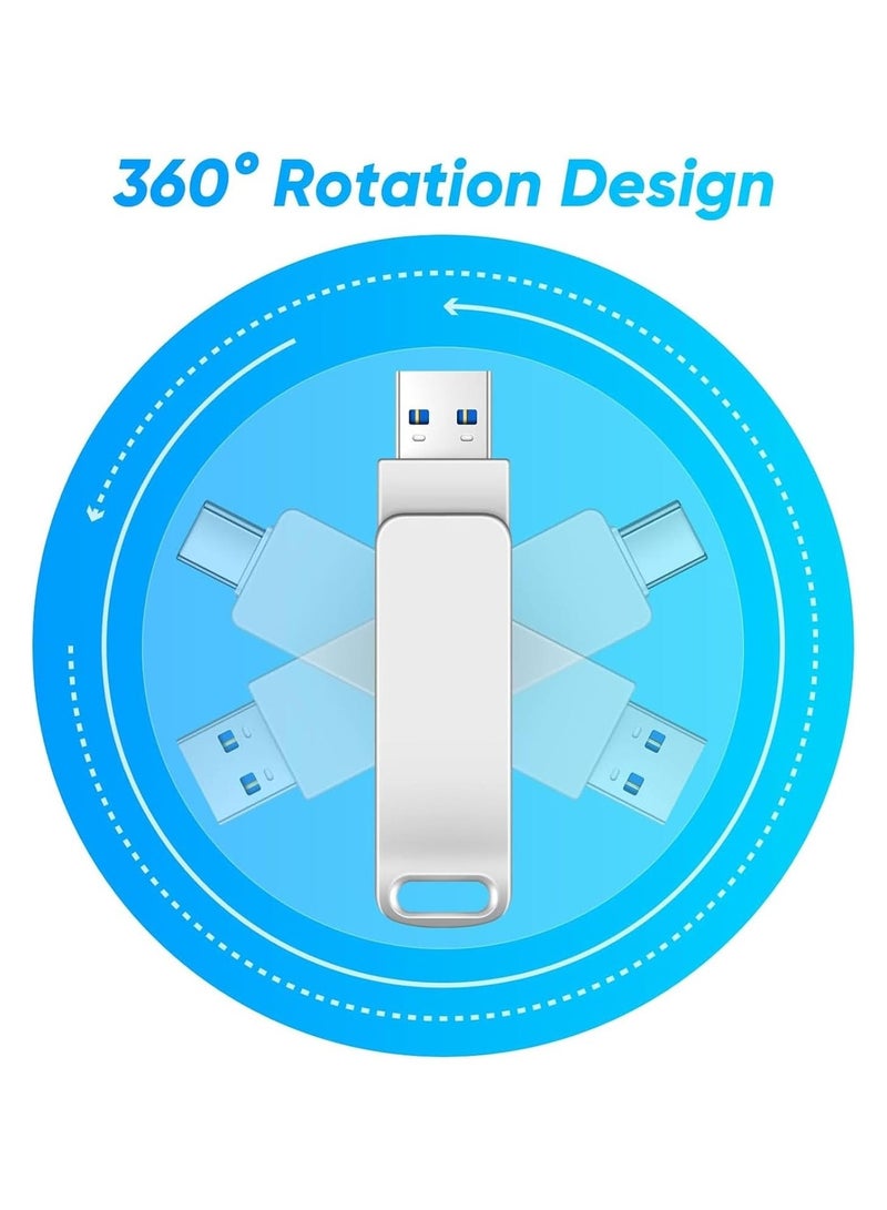 محرك أقراص فلاش USB، محرك أقراص فلاش USB 2 تيرابايت، ذاكرة USB 3.0، محرك أقراص USB C مع Type C للكمبيوتر المحمول بنظام Android للصور والفيديو وملفات الموسيقى - Image 3