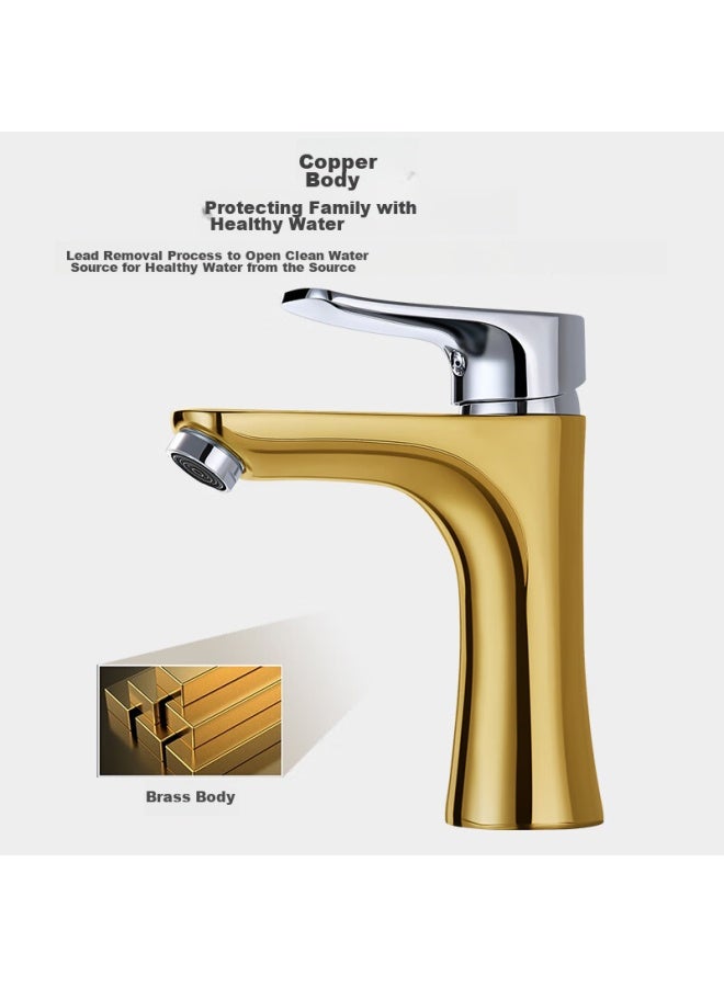 Larsd Basin Faucet, Hot And Cold Water Bathroom Cabinet Brass Tap For Washbasin And Sink F071 - Image 1