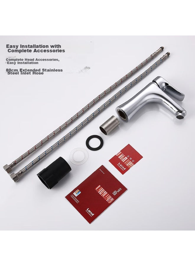Larsd Basin Faucet, Hot And Cold Water Bathroom Cabinet Brass Tap For Washbasin And Sink F071 - Image 3