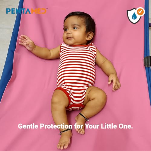 PENTAMED Ultra Soft Rubberised Textile Fabric Sheet | Waterproof, Washable, Reusable Mattress Protector for Adults, Toddlers & Babies | Non-Absorbent Bed, Sofa & Crib Protection. (Orange, 1 x 1 Meter) - Image 2