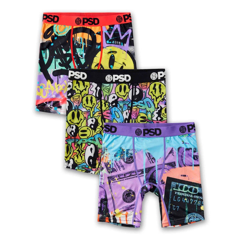 PSD Youth Boy's Drip Youth Boxer Brief 3-Pack - Comfortable Underwear for Active Boys, Athletic Boxers for Boys, Medium - Image 1