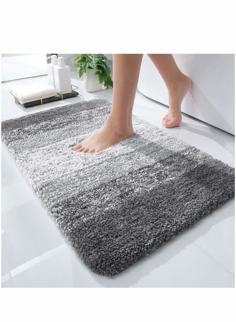 SYOSI Luxury Bathroom Rug Mat, Extra Soft and Absorbent Microfiber Bath Rugs, Non-Slip Plush Bath Carpet, Machine Wash Dry, Bath Mats for Bathroom Floor, Tub and Shower, 41x61 cm, Grey Brand: SYOSI - Image 1