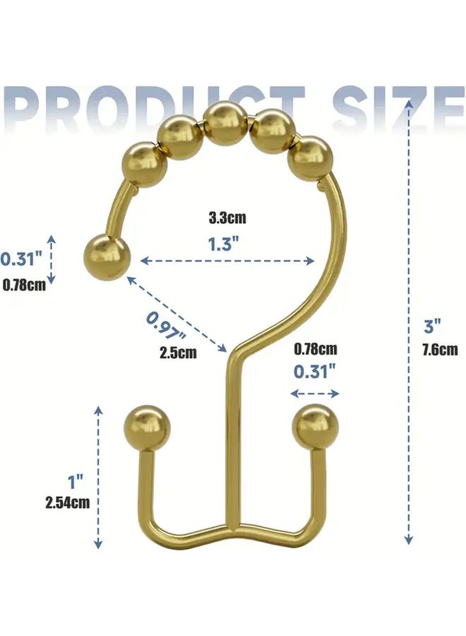 Golden Shower Hooks 12 Pack Rust Resistant Metal Double Glide Rings For Curtains - Image 3