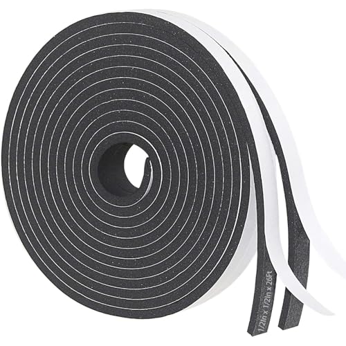 Storystore Foam Insulation Tape Self Adhesive,1/2In x 1/2In x 26Ft Weather Stripping for Doors and Windows, Sound Proof Soundproofing Door Seal, Weatherstrip, Air Conditioning Seal Strip - Image 1