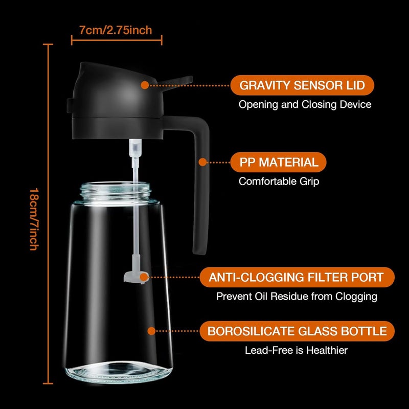 Multifunctional glass oil bottle can be poured oil spray oil kitchen supplies oil pot press spray does not hang oil 500ml - Image 2