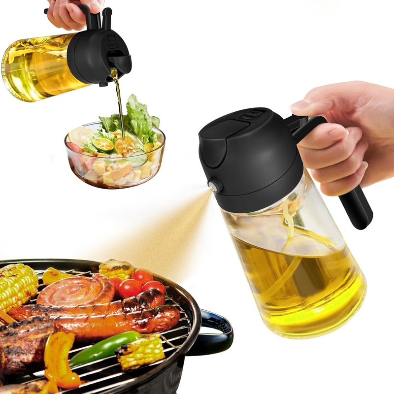 Multifunctional glass oil bottle can be poured oil spray oil kitchen supplies oil pot press spray does not hang oil 500ml - Image 1