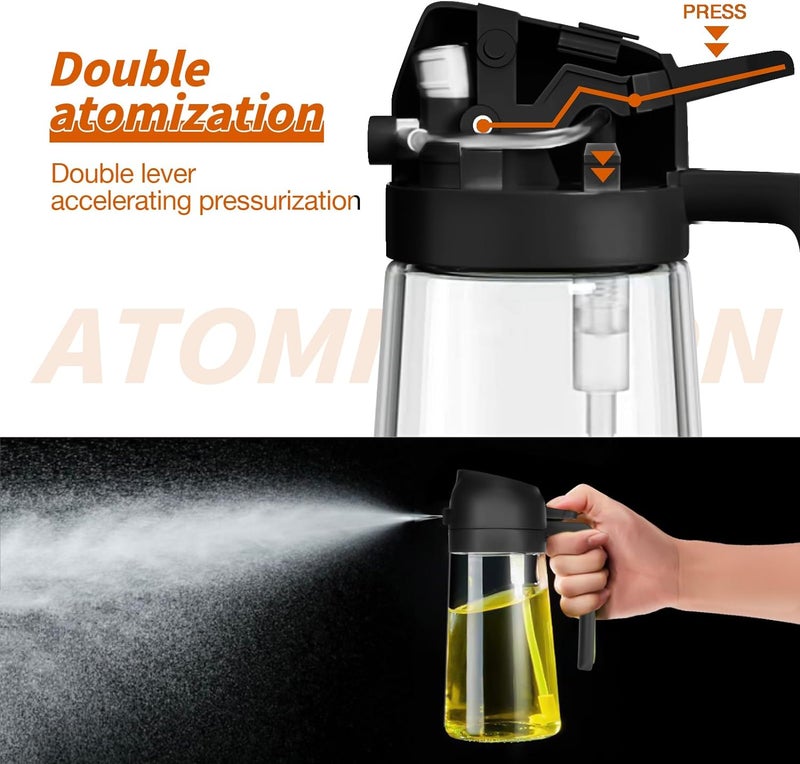 Multifunctional glass oil bottle can be poured oil spray oil kitchen supplies oil pot press spray does not hang oil 500ml - Image 4