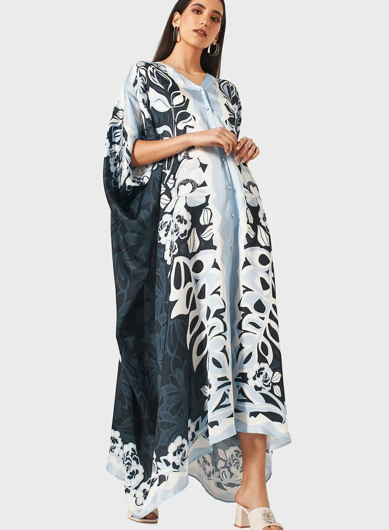 Iconic Printed Button Detail Dress