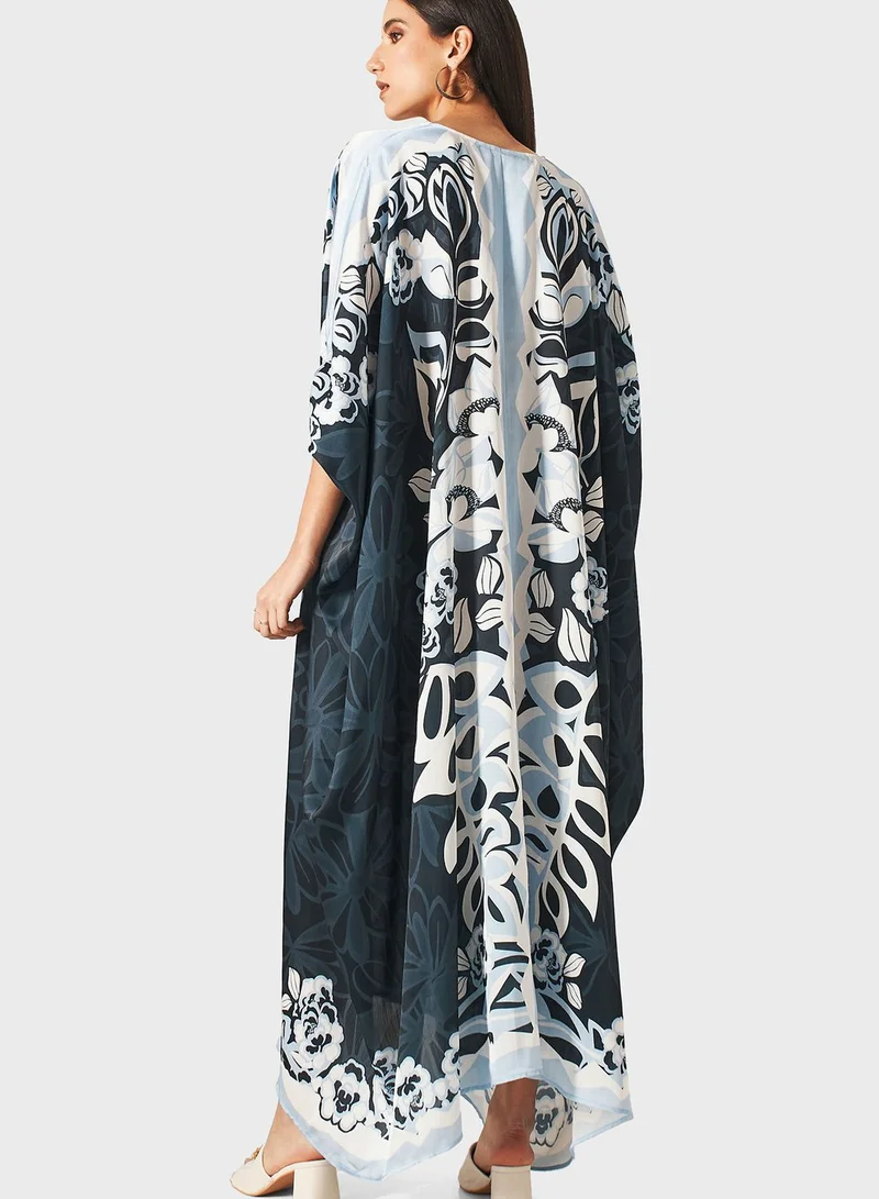 Iconic Printed Button Detail Dress