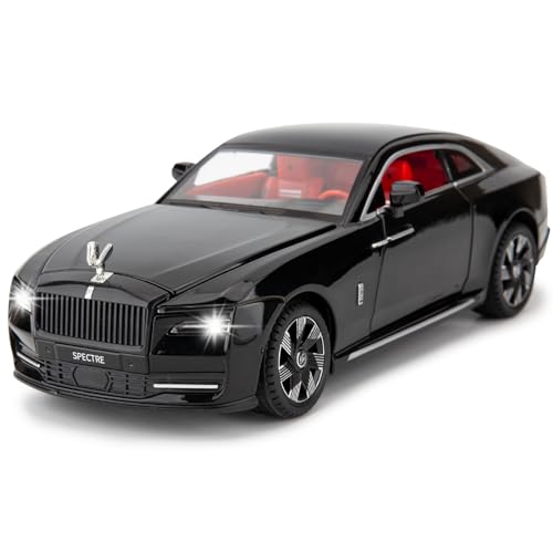 BDTCTK Compatible for 1:24 Rolls Royce Spectre Model Car, Diecast Collectible Pull Back Toy Car with Sound and Light for Adults Kids Boys Girls, Gift Black - Image 1