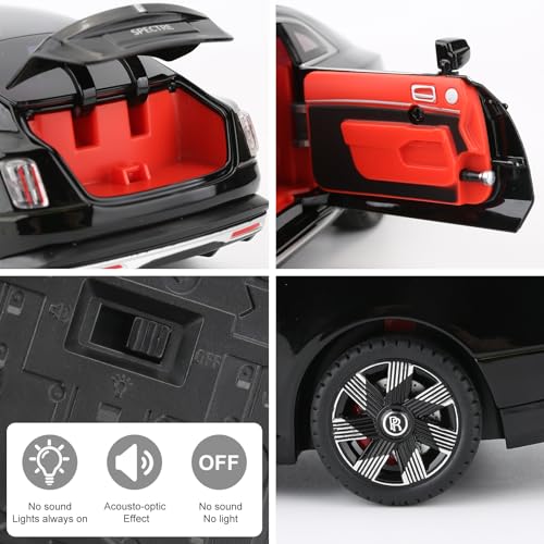 BDTCTK Compatible for 1:24 Rolls Royce Spectre Model Car, Diecast Collectible Pull Back Toy Car with Sound and Light for Adults Kids Boys Girls, Gift Black - Image 4
