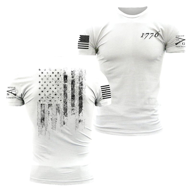 Grunt Style 1776 Flag Men's T-Shirt (White, Medium) - Image 1