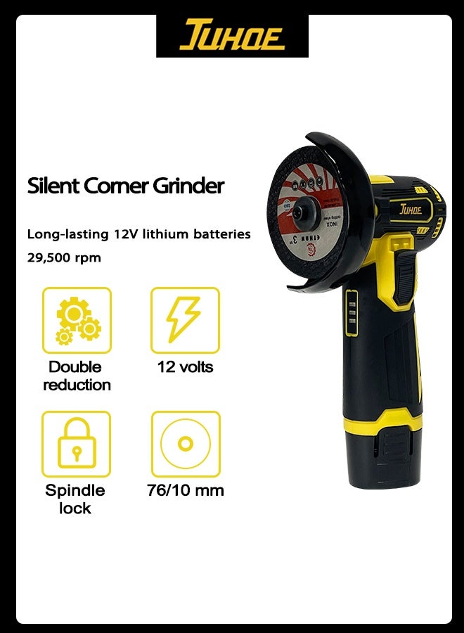 JUHOE 12V Cordless Mini Angle Grinder - 29500 RPM with 2 Batteries - Includes Cutting & Grinding Discs - Lightweight & Portable for Metal/Wood/Plastic - Image 5