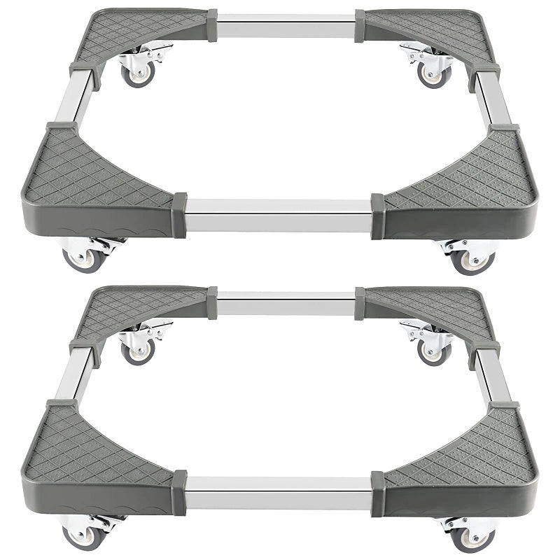 HAKZEON HAKZEON 2 Packs Telescopic Furniture Dolly with 4 Locking Swivel Wheels Movable Stand Base Adjustable Washer Roller Dolly Moving Cart for Washing Machine Refrigerator Dryer Load Up 480 LB 