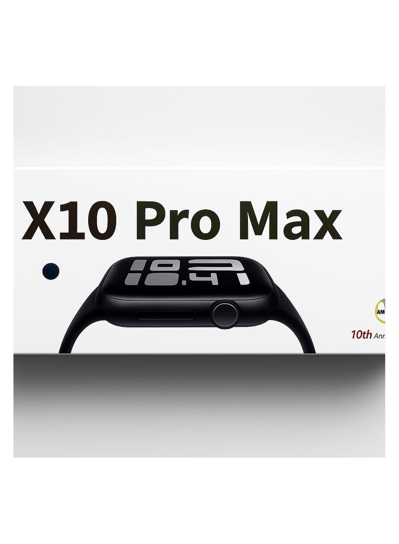 X10 Pro Max Smart Watch with AMOLED Display, Wireless Charging, Health Monitoring (Blood Sugar, Heart Rate, SpO2), Bluetooth Calling - 10th Anniversary Edition black - Image 4