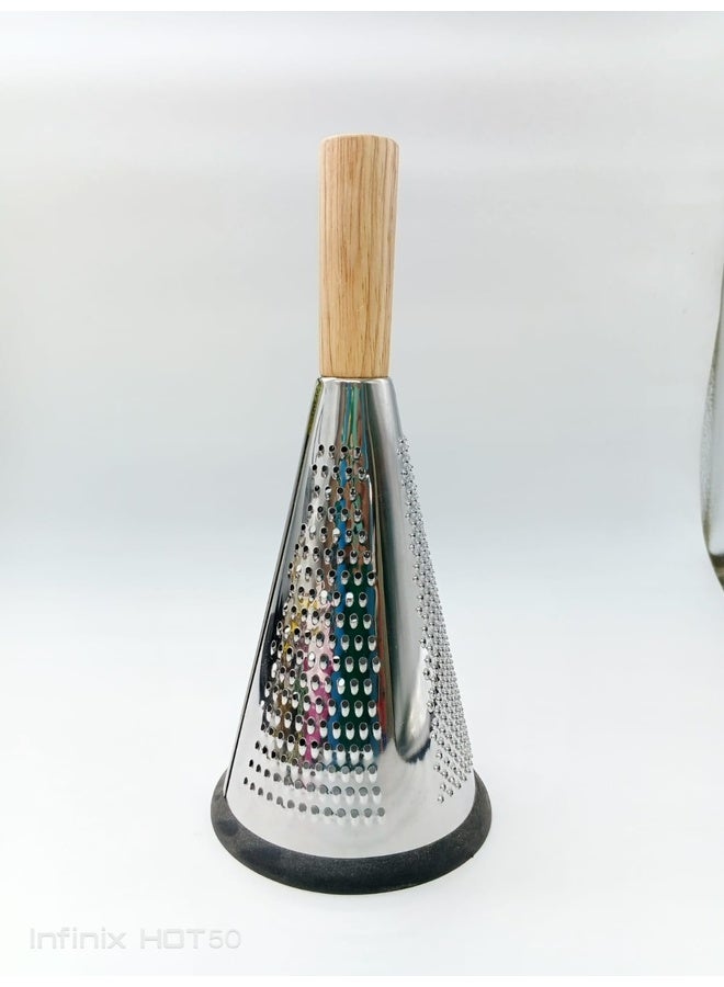 Genaric مبشرة جبن مخروطية بمقبض خشبي - أداة مطبخ من الفولاذ المقاوم للصدأ