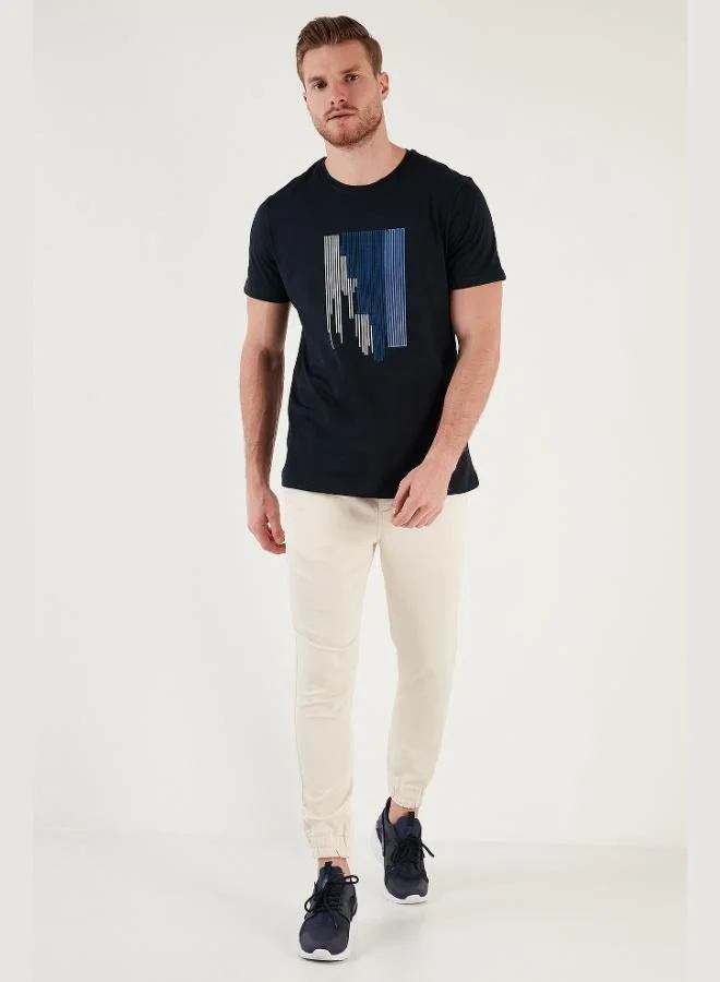 Buratti  Buratti Printed 100% Cotton Slim Fit Crew Neck T Shirt Men's T-Shirt 646B3780 for Men | Best Price UAE