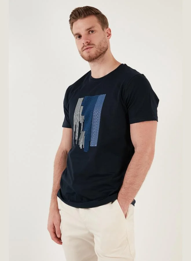 Buratti  Buratti Printed 100% Cotton Slim Fit Crew Neck T Shirt Men's T-Shirt 646B3780 for Men | Best Price UAE