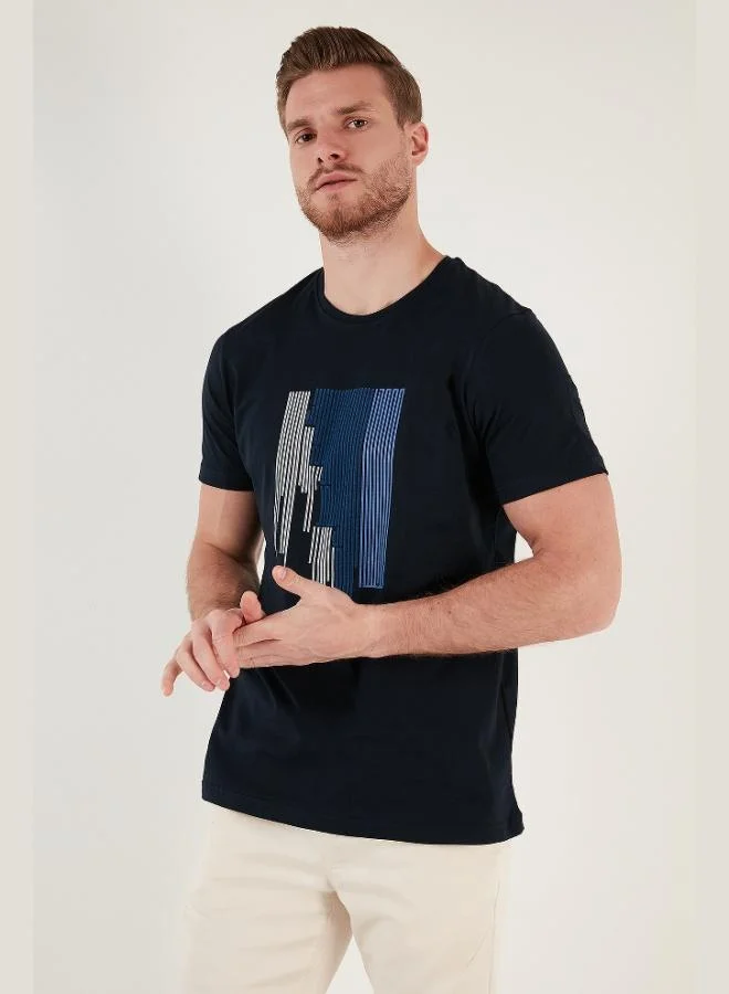 Buratti  Buratti Printed 100% Cotton Slim Fit Crew Neck T Shirt Men's T-Shirt 646B3780 for Men | Best Price UAE